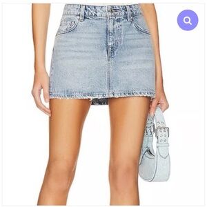 GRLFRND Niki Micro Mini Skirt in color Riviera/light wash size 26